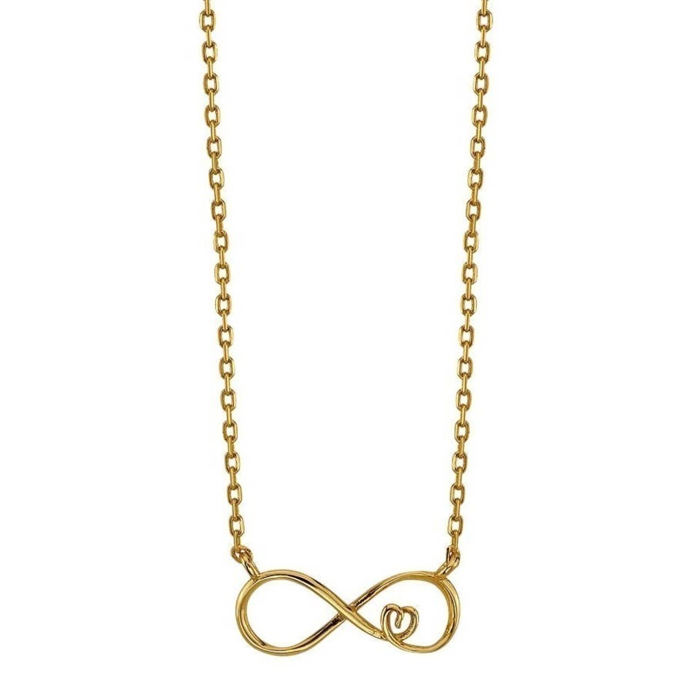 LA ROCKS Yellow Gold Plated Sterling Silver Infinity & Heart Pendant Necklace